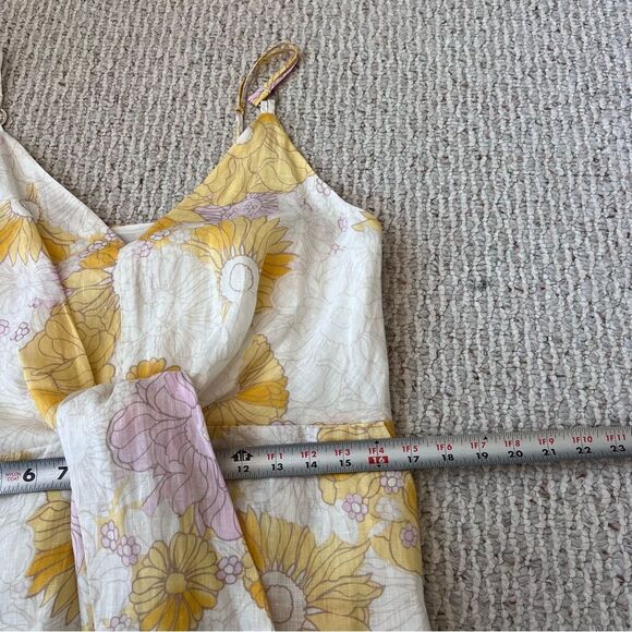 REISS Kay Linen Tie Front Midi Dress In Yellow NWT - Picture 5 of 14